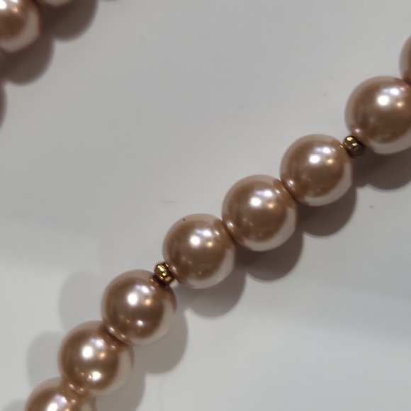 Natural Shell & Simulated Pearl Pink & Brown Necklace Bracelet Earring Set - Picture 5 of 9